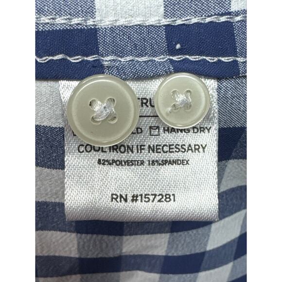 Mizzen+Main Leeward Men's Long Sleeve Blue White Checkered Dress Shirt - M Trim - Picture 4 of 4
